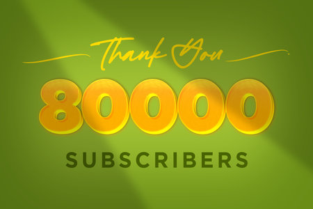 80000 subscribers celebration greeting banner with Yellow Designの写真素材