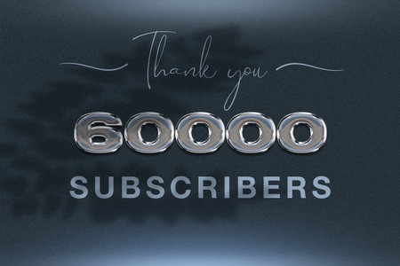 60000 subscribers celebration greeting banner with Chrome Design