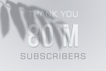 80 Million  subscribers celebration greeting banner with Minimal Designの写真素材