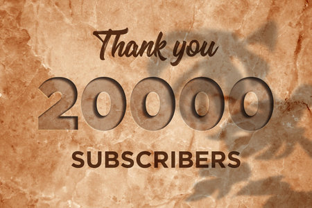 20000 subscribers celebration greeting banner with Marble Engraved Designの写真素材