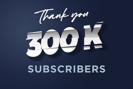 300 K  subscribers celebration greeting banner with cutting Designの写真素材