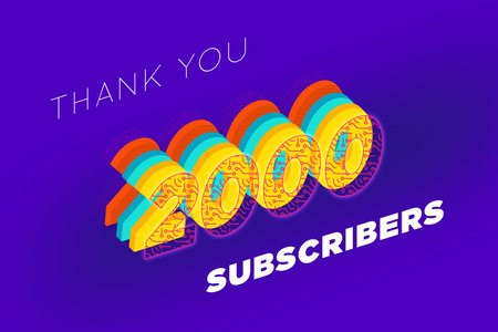 2000 subscribers celebration greeting banner with tech Designの写真素材