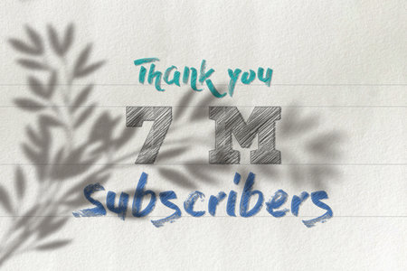 7 Million  subscribers celebration greeting banner with Pencil Sketch Design