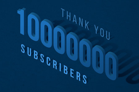 10000000 subscribers celebration greeting banner with Isomatric Design
