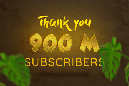 900 Million  subscribers celebration greeting banner with Gold Design