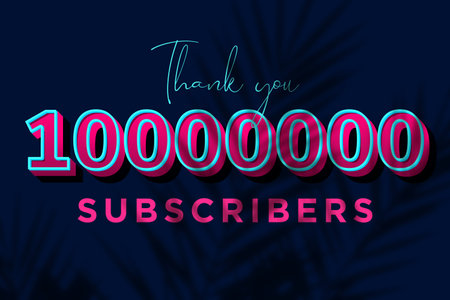 10000000 subscribers celebration greeting banner with Pink Extrude Designの写真素材