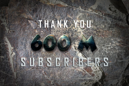 600 Million  subscribers celebration greeting banner with Blue glitter Designの写真素材