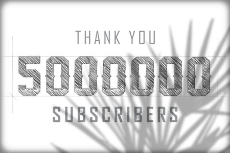 5000000 subscribers celebration greeting banner with Pencil sketch Design