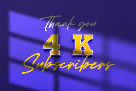 4 K  subscribers celebration greeting banner with Extrude Designの写真素材