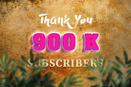 900 K  subscribers celebration greeting banner with Neon Designの写真素材