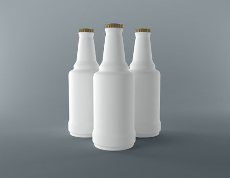 3D Rendered Bottles Mockup Templateの写真素材