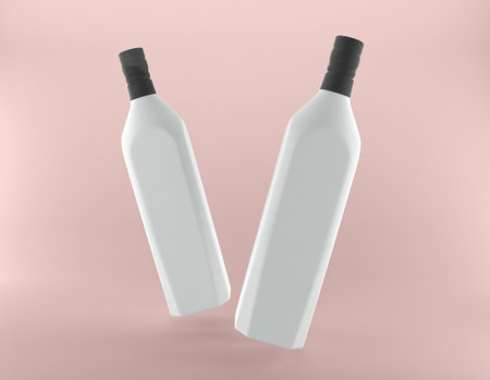 3D Rendered Bottles Mockup Templateの写真素材