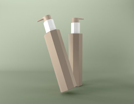 3D Rendered Bottles Mockup Templateの写真素材