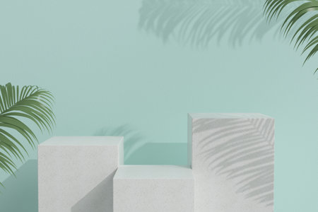 Product Podium with Abstract Green Shapeの写真素材