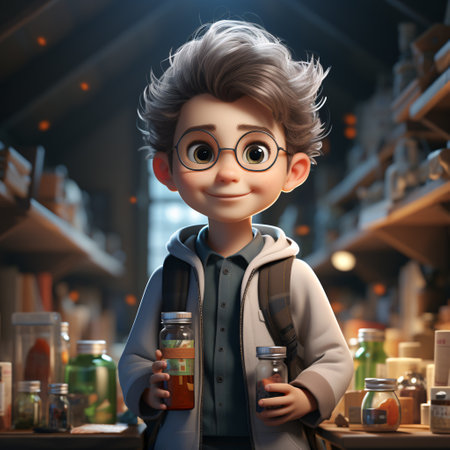 3D Pixar Character Boy Environmental Scientistの素材