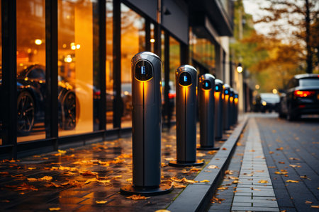 Electric Cars and bike charging stationsの素材