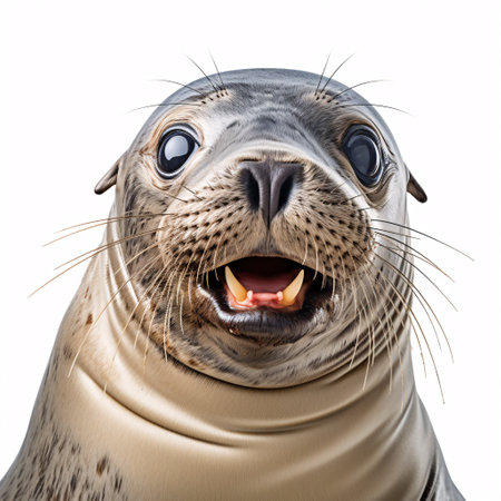 Seal  Portraite of Happy surprised funny Animal head peeking Pixar Style 3D render Illustrationの素材