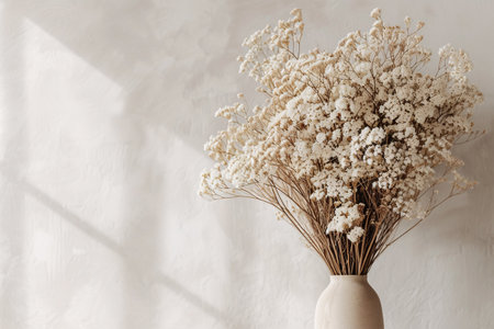 Boho Dried Flowers Still Life Clay Vase with copy Spaceの素材