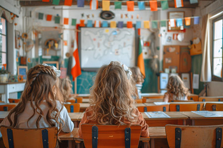 Kids Students in school Classの素材