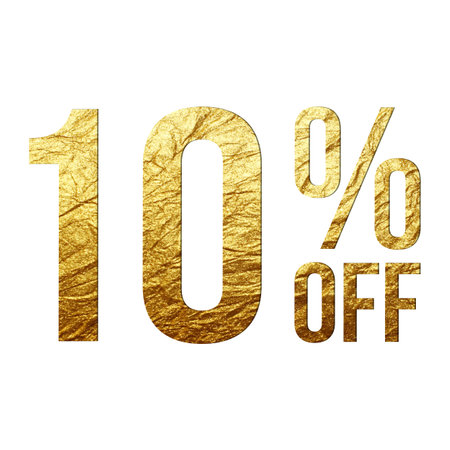 10 Percent Discount Offers Tag with Golden Paper Style Designの写真素材