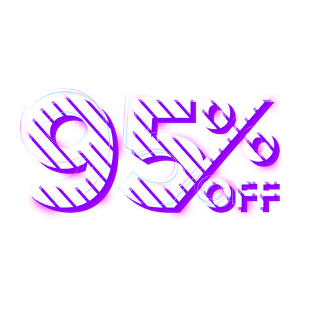 95 Percent Discount Offers Tag with Stripe Style Design