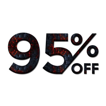 95 Percent Discount Offers Tag with Burned Wood Style Design