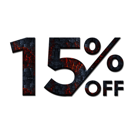 15 Percent Discount Offers Tag with Burned Wood Style Designの写真素材
