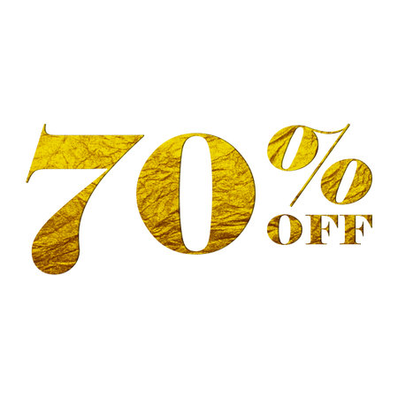 70 Percent Discount Offers Tag with Golden Paper Style Designの写真素材