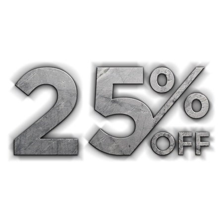 25 Percent Discount Offers Tag with Concrete Style Designの写真素材