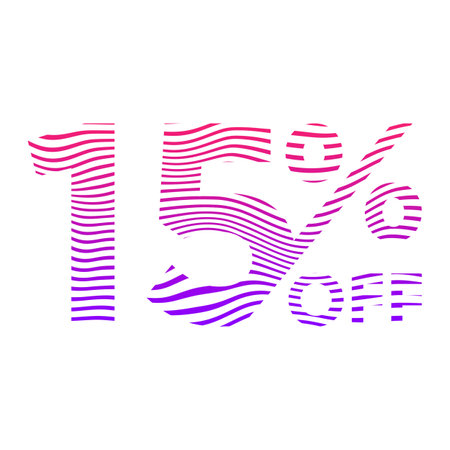 15 Percent Discount Offers Tag with Waves Style Design