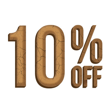 10 Percent Discount Offers Tag with Mud Style Design