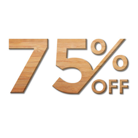 75 Percent Discount Offers Tag with Wood Style Designの写真素材