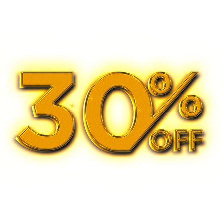 30 Percent Discount Offers Tag with Golden Style Designの写真素材