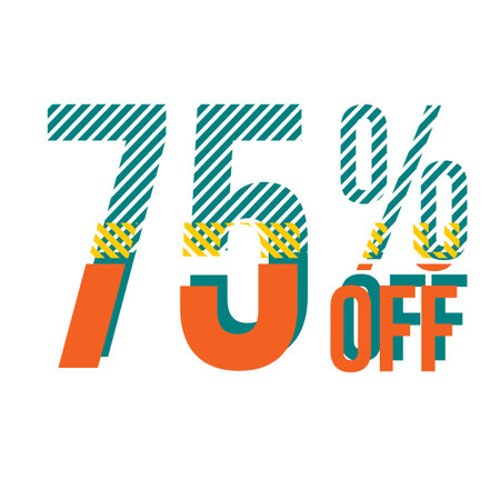 75 Percent Discount Offers Tag with Strips Style Design
