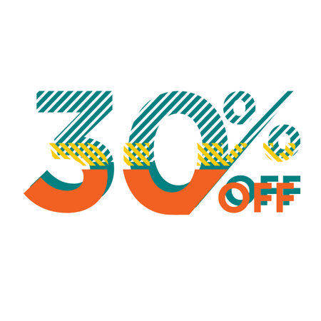 30 Percent Discount Offers Tag with Strips Style Designの写真素材