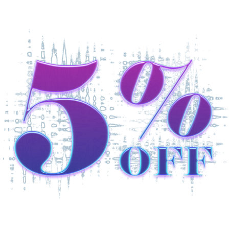 5 Percent Discount Offers Tag with Purple Glowing Style Design