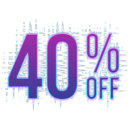 40 Percent Discount Offers Tag with Purple Glowing Style Designの写真素材