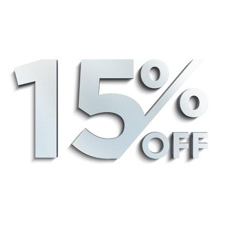 15 Percent Discount Offers Tag with Steel Style Design