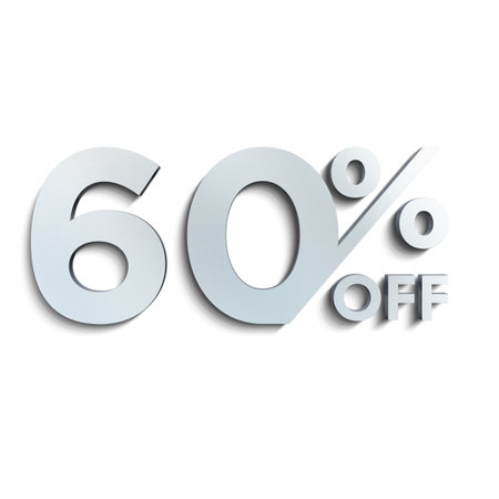 60 Percent Discount Offers Tag with Steel Style Design