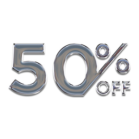 50 Percent Discount Offers Tag with Chrome Style Designの写真素材