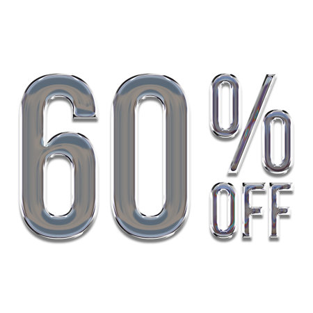 60 Percent Discount Offers Tag with Chrome Style Design