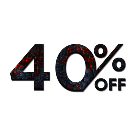 40 Percent Discount Offers Tag with Burned Wood Style Design