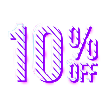 10 Percent Discount Offers Tag with Stripe Style Design