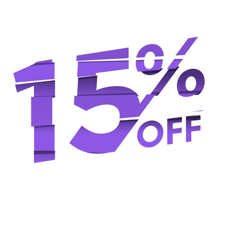 15 Percent Discount Offers Tag with Cutting Style Design