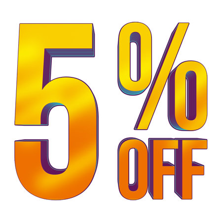 5 Percent Discount Offers Tag with 3D Style Design