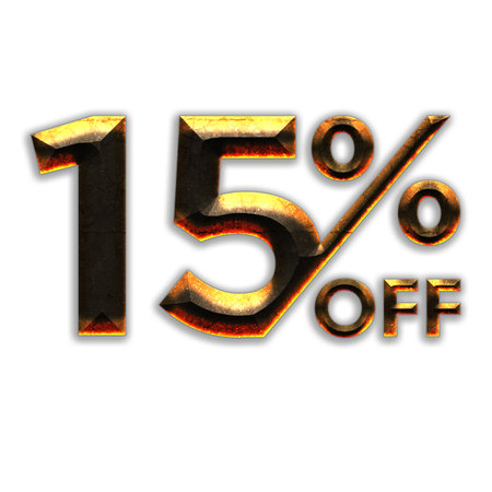 15 Percent Discount Offers Tag with Hot Iron Style Design
