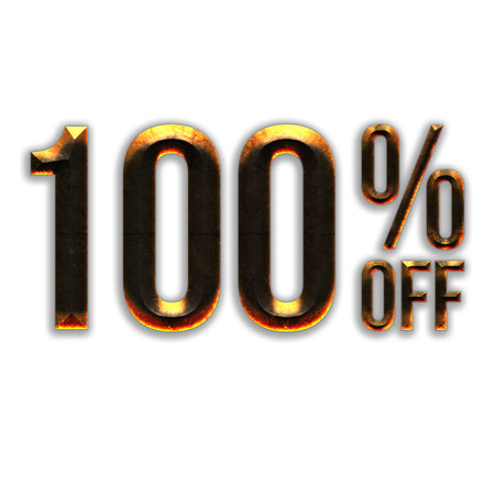 100 Percent Discount Offers Tag with Hot Iron Style Designの写真素材