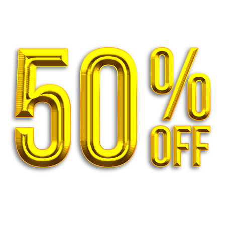 50 Percent Discount Offers Tag with Gold Style Design