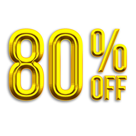 80 Percent Discount Offers Tag with Gold Style Design