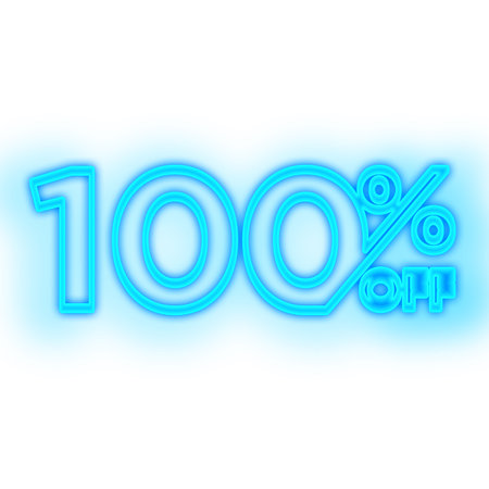 100 Percent Discount Offers Tag with Glow Style Designの写真素材